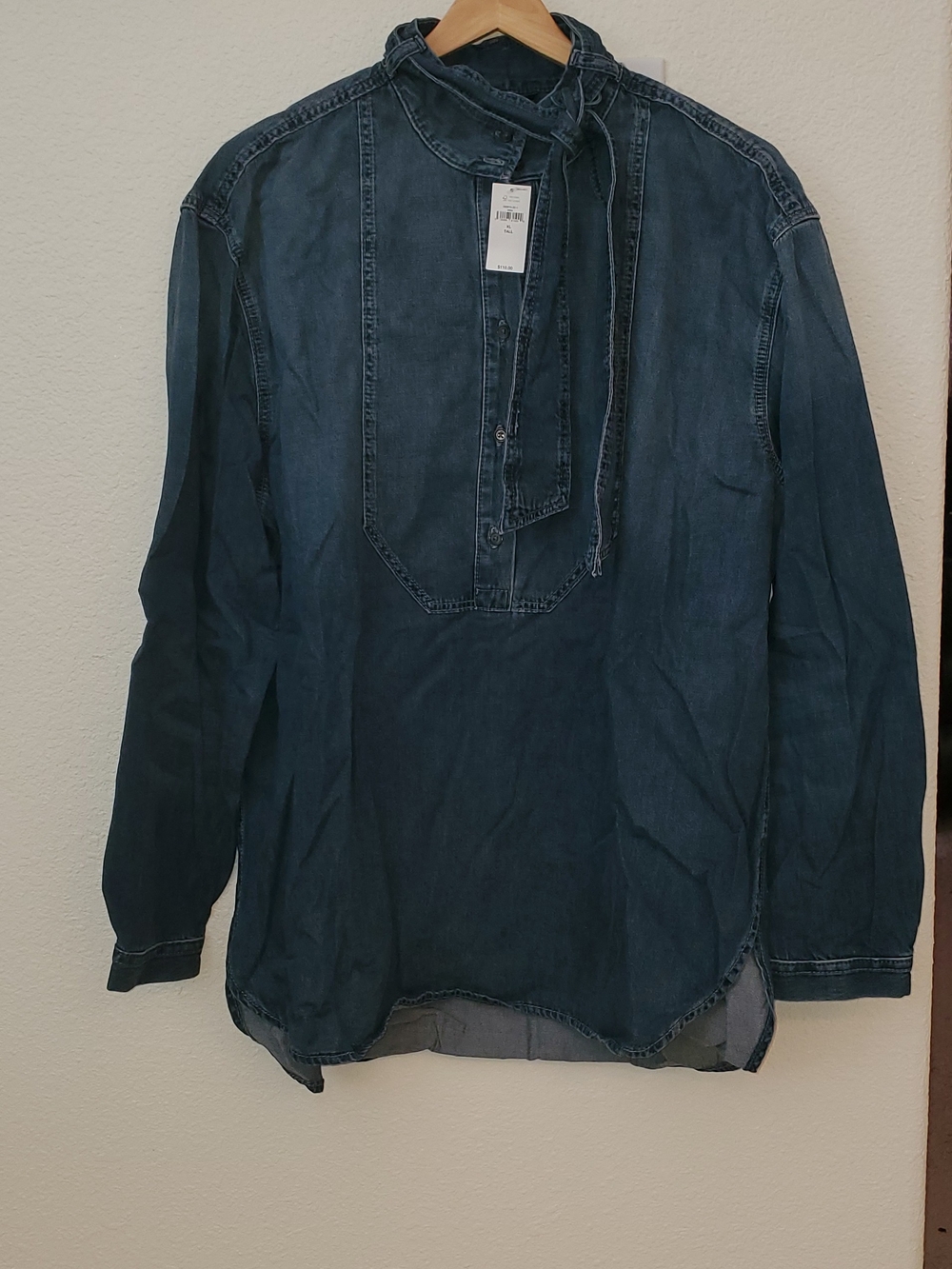 Banana Republic Denim Tie Oversized Shirt- Size XL NWT